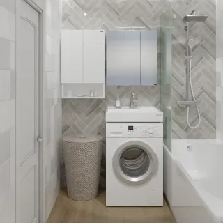 Шкаф Санта Мира 700467 над стиральной машиной 50 см разобранный белый